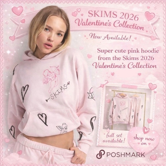 SKIMS Tops - Skims Cotton Fleece Hoodie in Barely Pink Angel Sketch